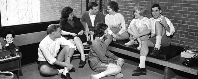 ALONE TOGETHER: Hanging out in a women's dorm, 1964.